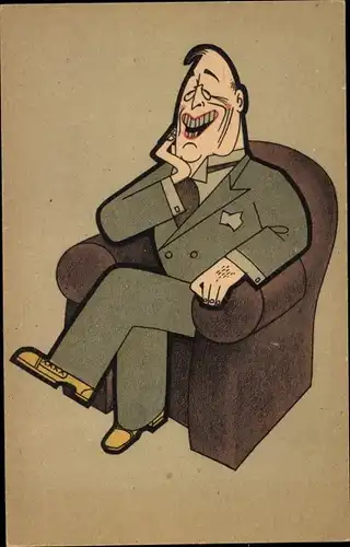 Ak Karikatur, US Amerikanischer Präsident Franklin D. Roosevelt