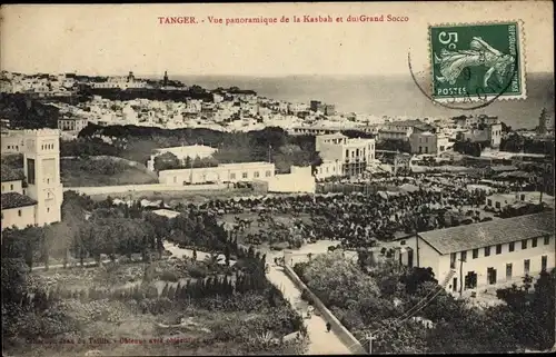 Ak Tanger Marokko, Vue panoramique de la Kasbah et du Grand Socco