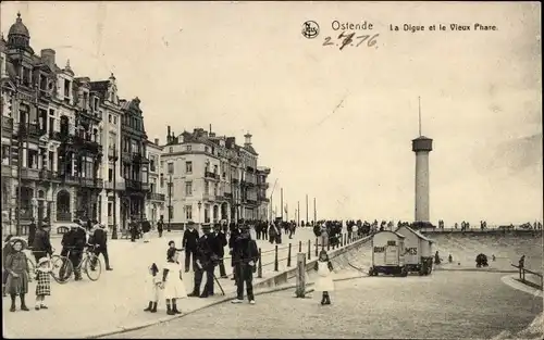 Ak Oostende Ostende Westflandern, La Digue et le Vieux Phare