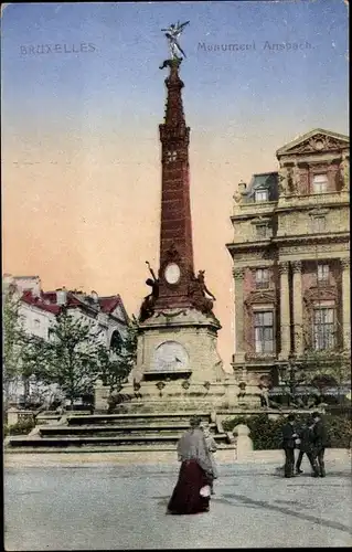 Ak Bruxelles Brüssel, Monument Anspach