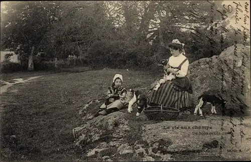 Ak Frankreich, La vie aux champs, de bons petits amis