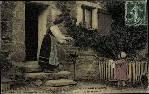 Ak Frankreich, La vie aux champs, Minet retrouve