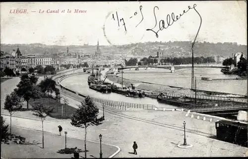 Ak Liege Lüttich Wallonien, vue générale du Canal et de la Meuse