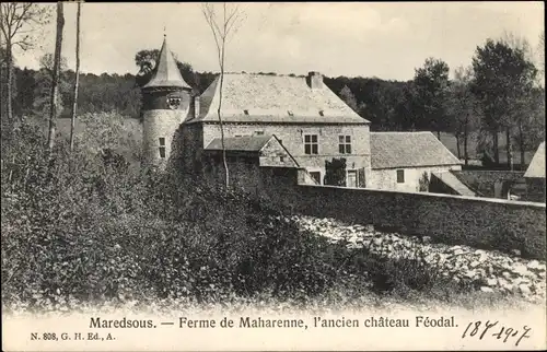 Ak Anhée Wallonien Namur, Abbaye de Maredsous, Ferme de Maharenne, l'ancien chateau Feodal