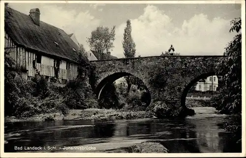 Ak Lądek Zdrój Bad Landeck Schlesien, Johannisbrücke