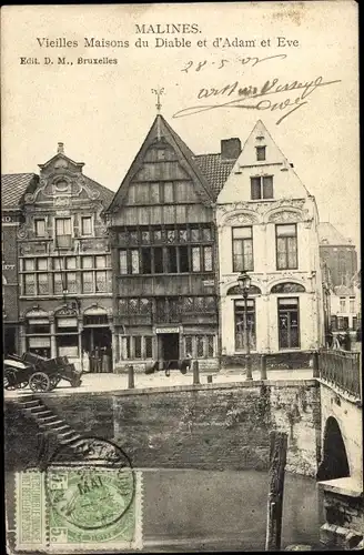 Ak Mechelen Mecheln Malines Flandern Antwerpen, Vieilles Maisons du Diable et d'Adam et Eve