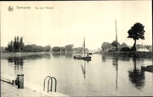 Ak Termonde Ostflandern Belgien, Vue sur l'Escaut