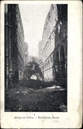 Ak Villers la Ville Wallonisch Brabant, Abbey, Nef centrale, Porche