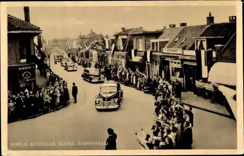 Ak Almelo Overijssel Niederlande, Koninklijk Bezoek, Zuiderstraat