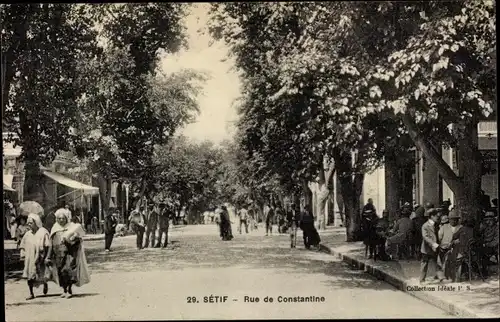 Ak Setif Algerien, Rue de Constantine