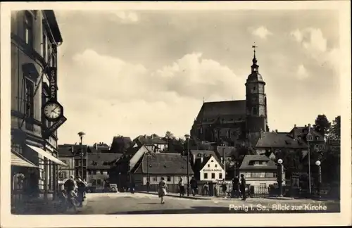 Ak Penig Sachsen, Blick zur Kirche