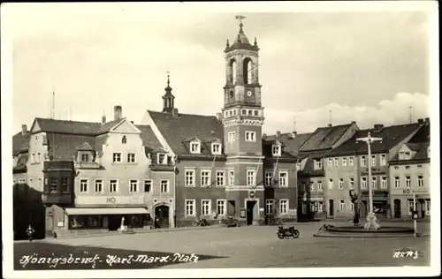 Ak Königsbrück in der Oberlausitz, Karl-Marx-Platz, Rathaus