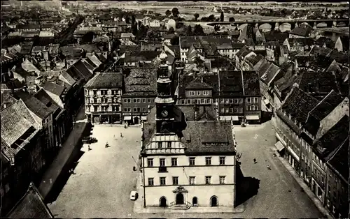 Ak Pirna an der Elbe, Marktplatz mit Rathaus, von der Marienkirche aus gesehen