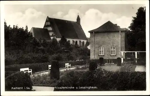 Ak Kamenz in Sachsen, Klosterkirche und Lessinghaus