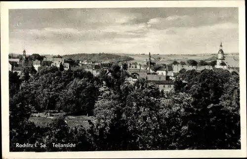Ak Rochlitz an der Mulde, Teilansicht, Kirchturm