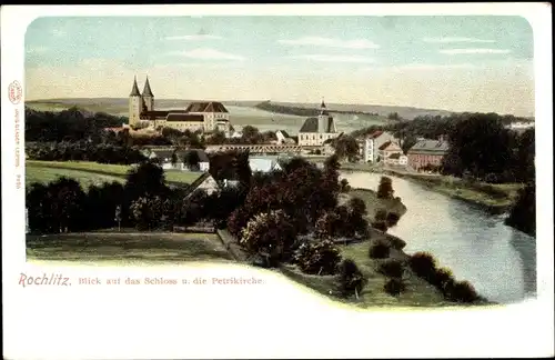 Ak Rochlitz in Sachsen, Blick auf das Schloss und die Petrikirche