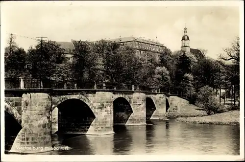 Ak Wechselburg in Sachsen, Schloss, Brücke