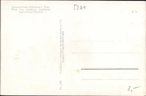 Ak Rohrbach in Thüringen, Blick zum Gasthaus Auerhahn und oberen Ortsteil