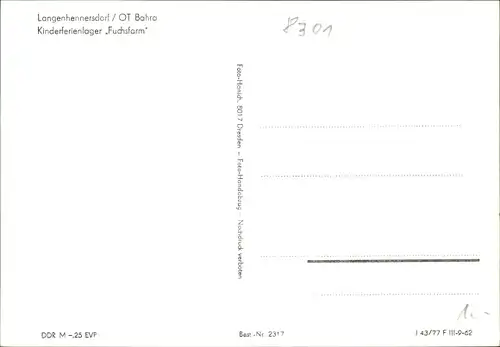 Ak Bahra Langenhennersdorf Bad Gottleuba, Kinderferienlager Fuchsfarm