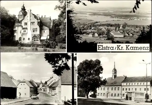 Ak Elstra im Kreis Bautzen, Gesamtansicht vom Ort, Straßenpartie, Rathaus