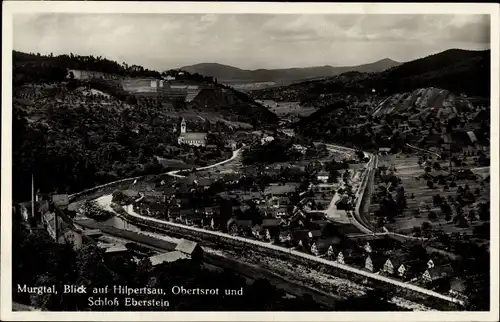 Ak Hilpertsau Gernsbach im Murgtal Schwarzwald, Blick auf den Ort, Obertsrot und Schloss Eberstein