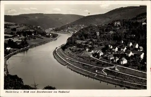 Ak Heidelberg am Neckar, Blick vom Storchennest ins Neckartal
