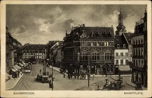 Ak Saarbrücken im Saarland, Marktplatz