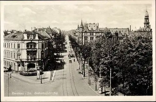 Ak Zwickau in Sachsen, Bahnhofstraße, Park Cafe