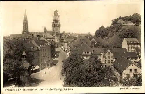 Ak Freiburg im Breisgau, Schwabentor, Münster, Greiffenegg-Schlössle