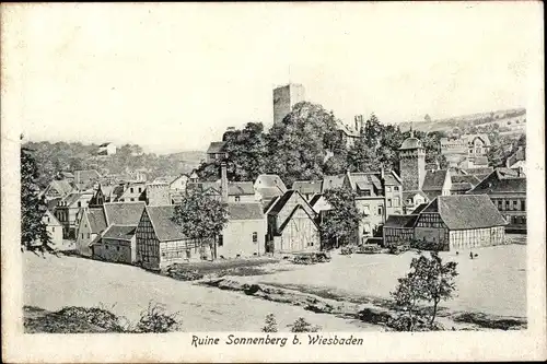 Ak Sonnenberg Wiesbaden in Hessen, Ruine und Ortsansicht