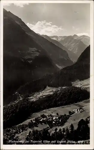 Ak Finkenberg in Tirol, Blick ins Tuxertal mit Ingent