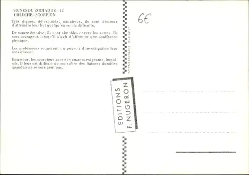 Ak Humorist Coluche, Portrait, Sternzeichen Skorpion, Scorpio, 24. Oktober bis 22. November