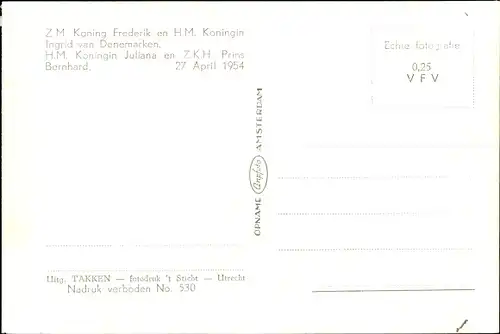 Ak Königin Juliana und Prinz Bernhard, König Frederik IX. von Dänemark mit Königin Ingrid