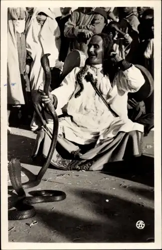 Ak Scenes et Types d'Afrique du Nord, Schlangenbeschwörer, Maghreb, Charmeur des Serpents