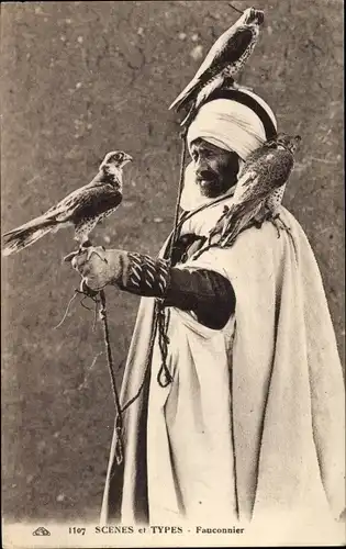 Ak Scenes et Types, Fauconnier Arabe, Falkner, Turban, Maghreb