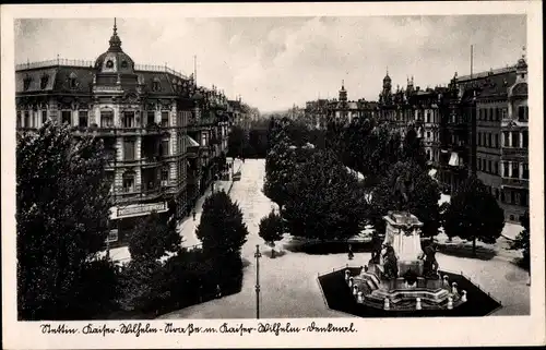 Ak Szczecin Stettin Pommern, Kaiser-Wilhelm-Straße mit Kaiser-Wilhelm-Denkmal