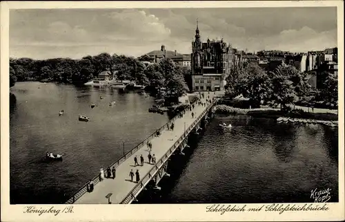 Ak Kaliningrad Königsberg Ostpreußen, Schlossteich mit Schlossteichbrücke