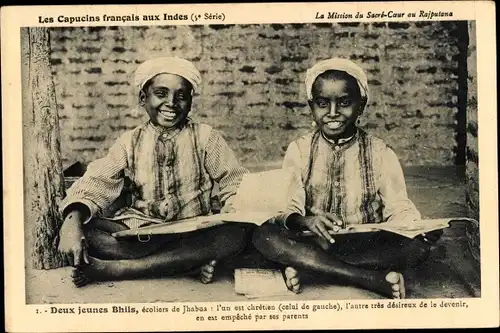 Ak Indien, Les Capucins francais aux Indes, Deux jeunes Bhils, écoliers de Jhabua