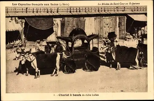 Ak Indien, Les Capucins francais aux Indes, Chariot a boeufs