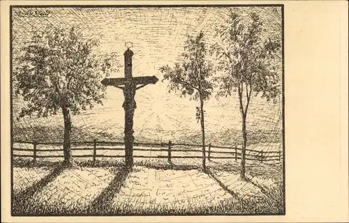 Künstler Ak Erich, Eiland, Böhmen, Höhenwege Langewiese