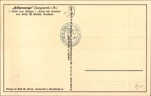Künstler Ak Erich, Eiland, Böhmen, Höhenwege Langewiese