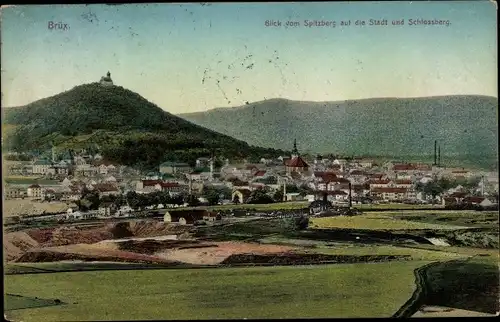 Ak Most Brüx Region Aussig, Panorama, Schlossberg, Blick vom Spitzberg