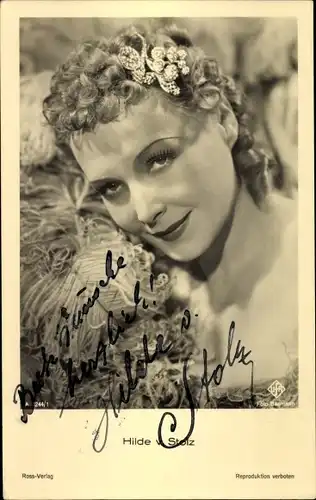 Ak Schauspielerin Hilde von Stolz, Portrait, Autogramm