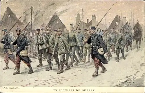 Künstler Ak Prisonniers de Guerre, deutsche Kriegsgefangene, französische Soldaten, I WK