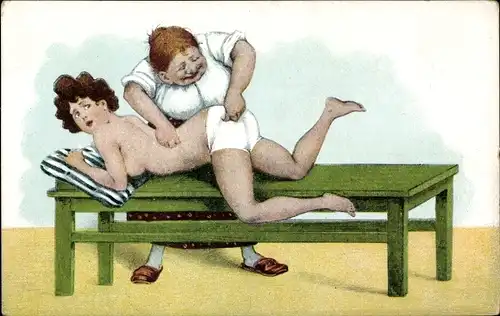Ak Frau in Unterhose bei der Massage, Masseurin, Busen