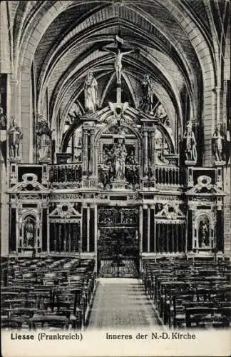 Ak Liesse Aisne, Inneres der N. D. Kirche