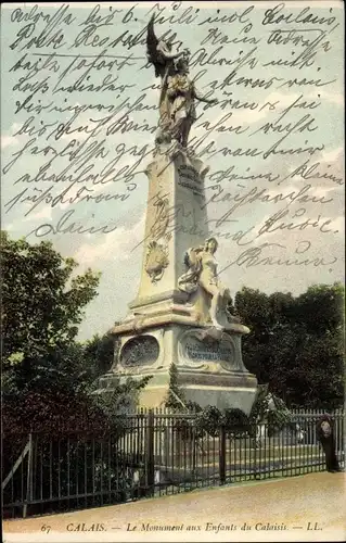 Ak Calais Pas de Calais, Le Monument aux Enfants du Calaisis