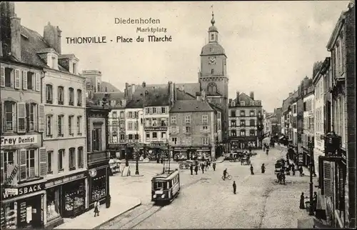 Ak Thionville Diedenhofen Lothringen Moselle, Marktplatz