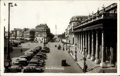 Ak Bordeaux Gironde, Place de la Comédie Grand Théâtré