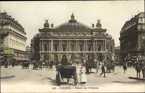 Ak Paris IX., Place de l'Opera, Kutschen